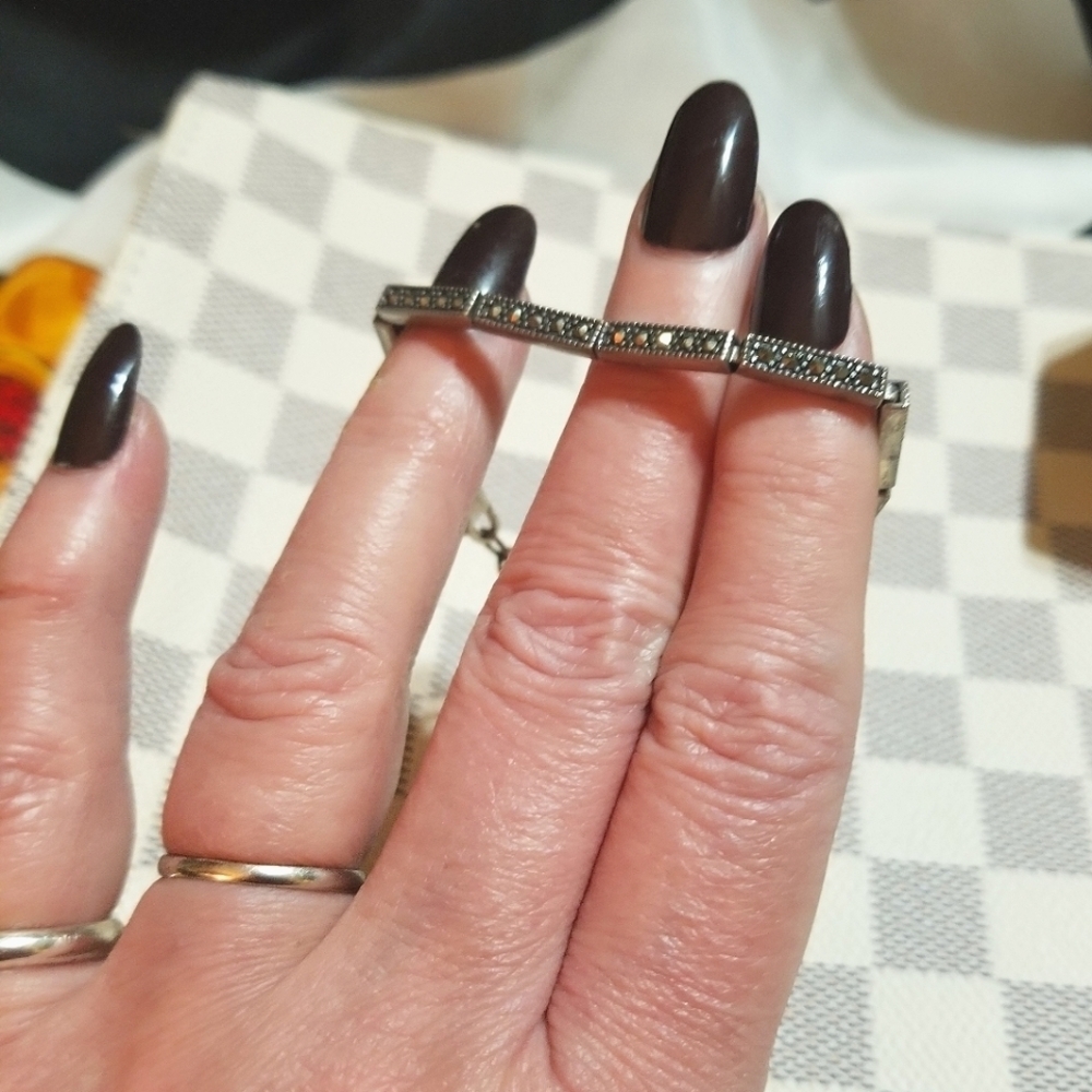 Art Deco Marcasite Sterling Silver Bracelet - Picture 4 of 7